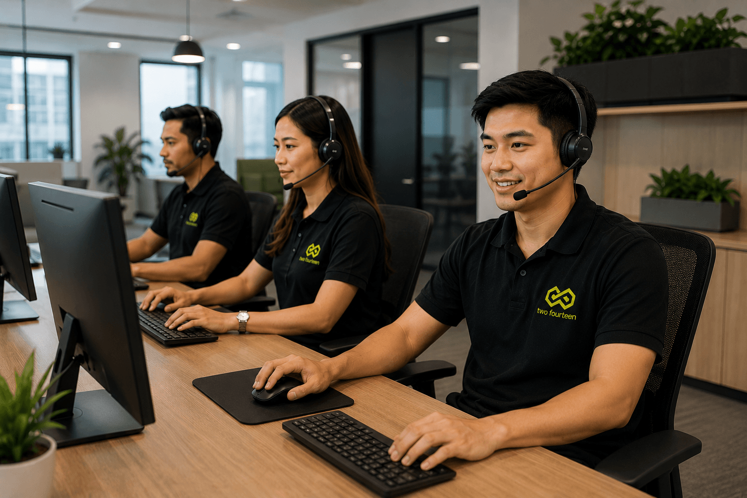 Customer service team working